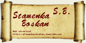 Stamenka Boškan vizit kartica